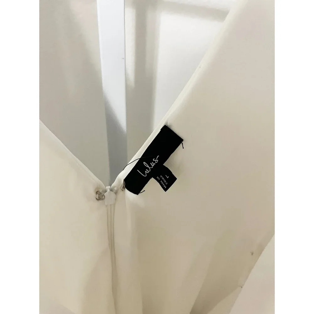 NWT Lulus Moment Maker White Square Neck‎ Trumpet Midi Dress Large